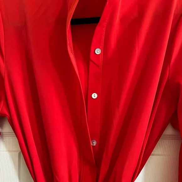 Elegant Red Button-Up Jumpsuit New w/o Tags - Picture 2 of 9